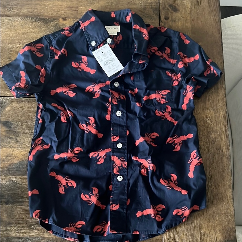 JCrew - Crew Cuts  Blue and Red Button Down Shirt with Lobster Print